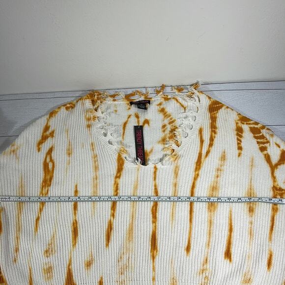 Trendy Threads Plus Size 3X Tie-Dye Sweater – Distressed V-Neck Cotton Pullover - Picture 5 of 9